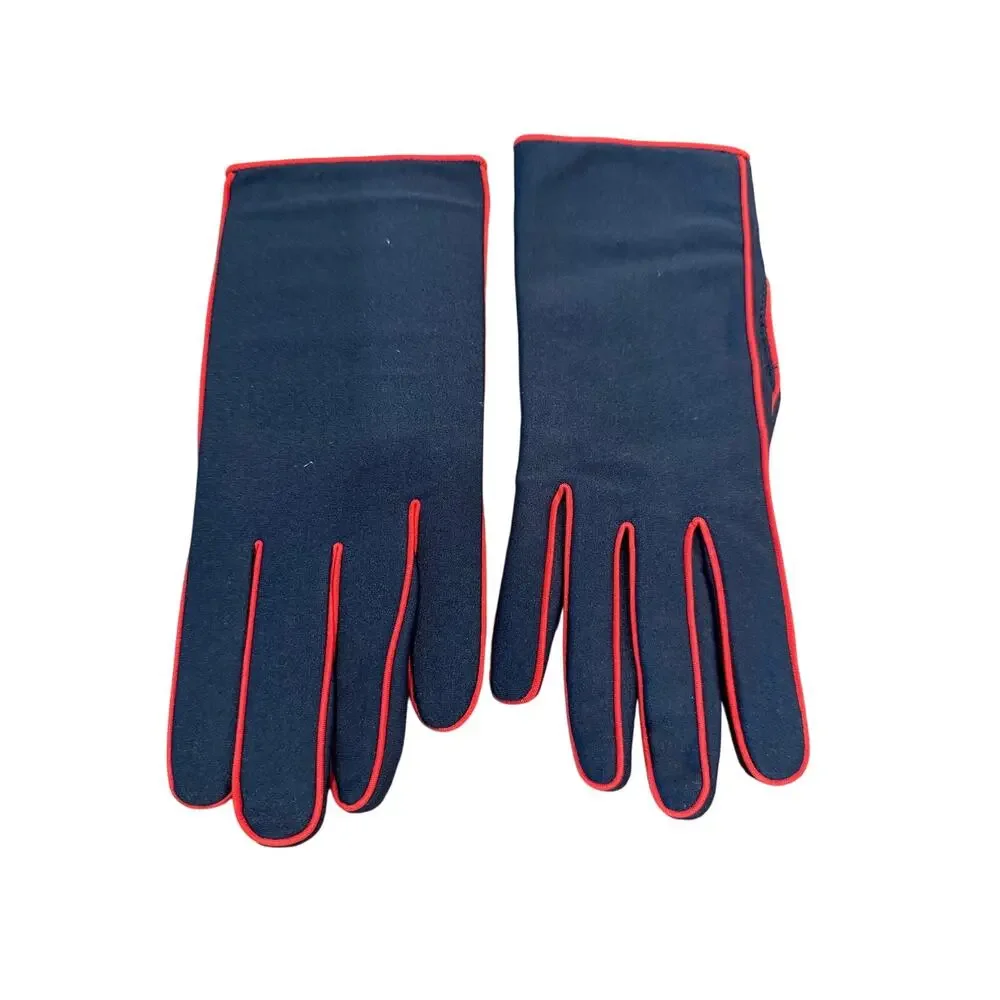 Vintage Aris Isotoner Gloves, Navy Blue with Red Piping, , in Original Box